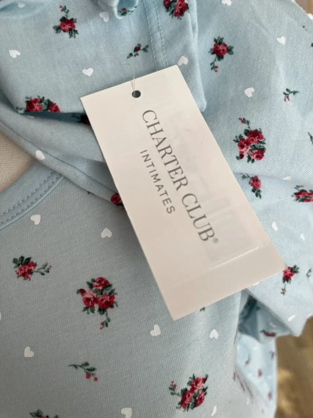 NEW Charter Club Cotton Essentials Pajama Set Divine Rose Blue Small